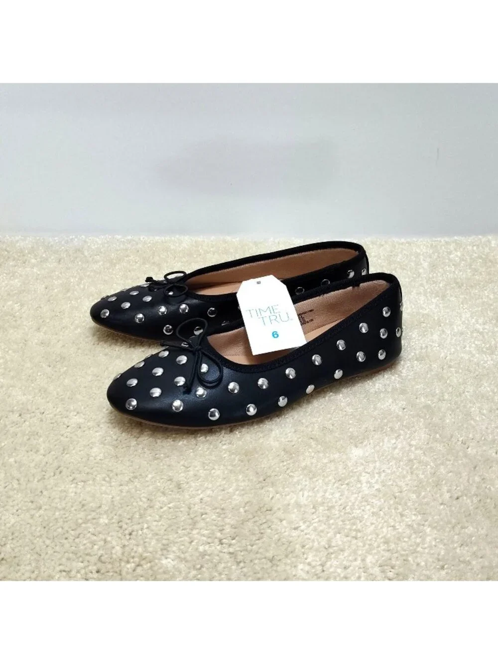 Time And Tru Studded Ballet Mary Jane Flats Loafers Slides Mules Slip-on US 6